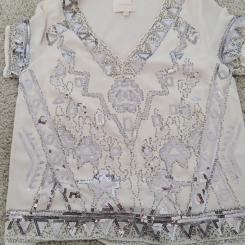Skies are blue sequin beaded embellished Switftie Glam Party Bling Event top - Picture 10 of 10